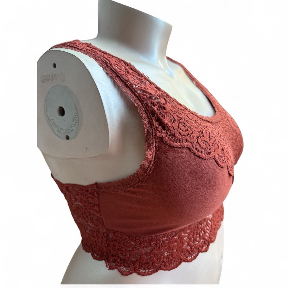 Anemone‎ Lace Bralette ANASTASIA rust molded cups soft fit camisole crop top XXL